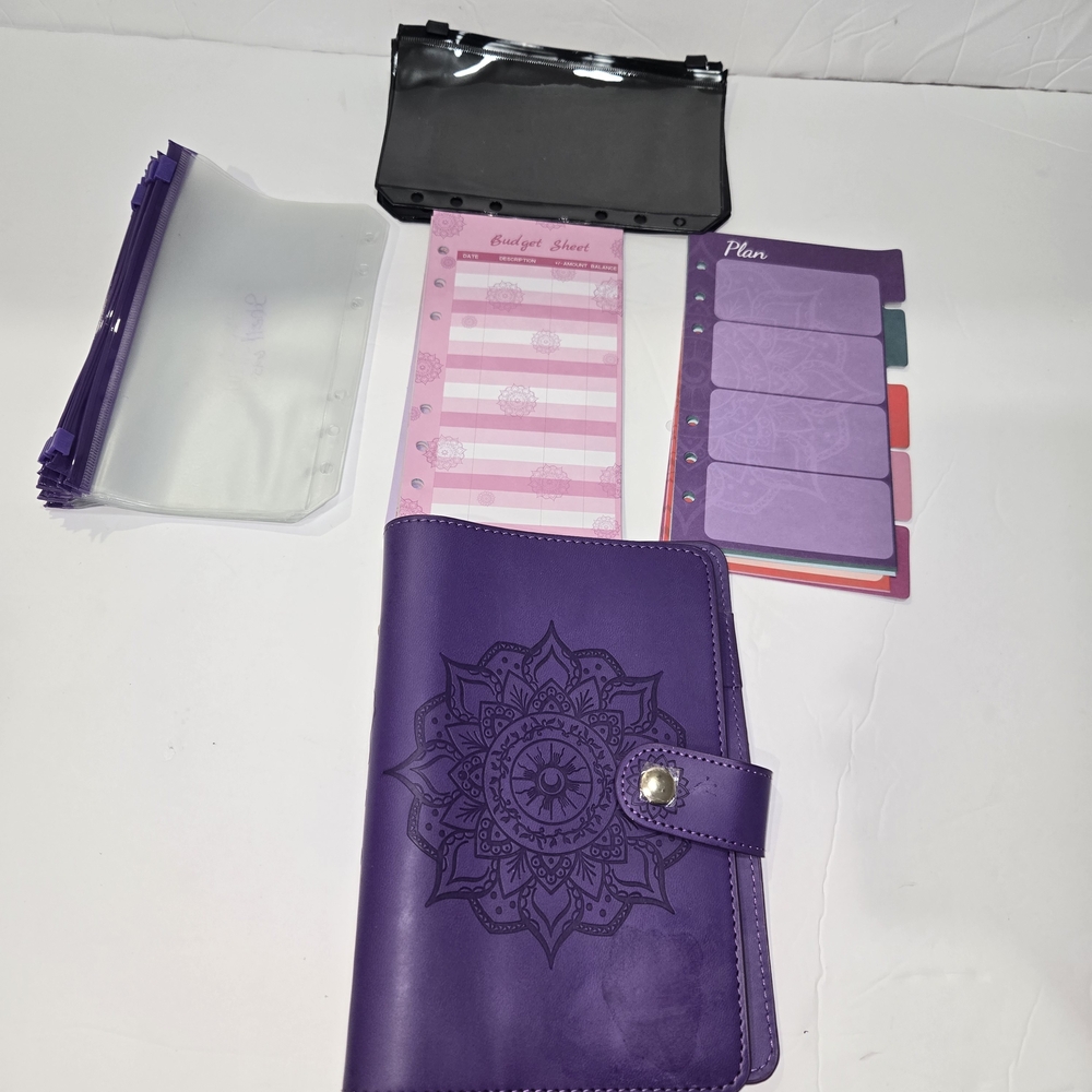 Purple Budget Binder Saving Envelopes  Tracking Sheets with Envelopes. See Desc - Picture 2 of 11